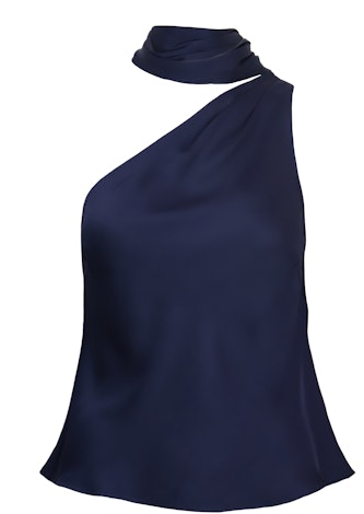 Susan Tie Neck Top Navy