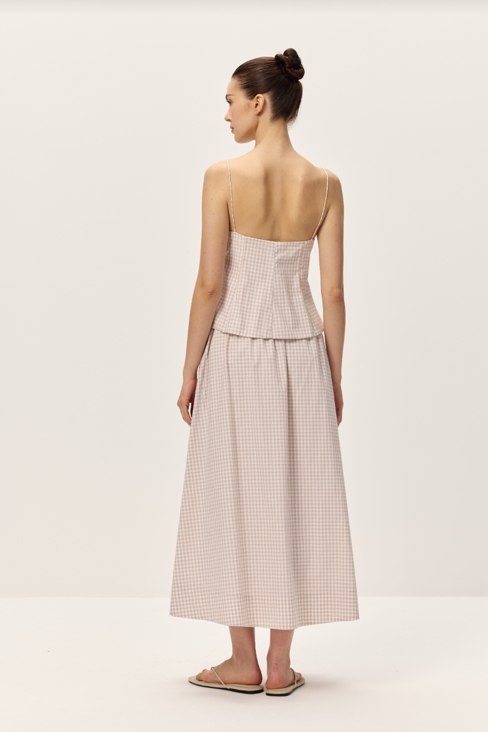 back view Vionnet Taupe Gingham Top