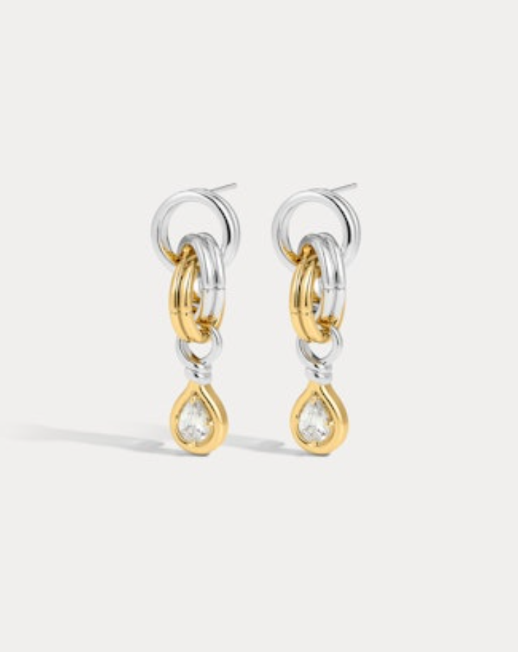 LUV AJ Earrings The Georgia Stone Twisted Studs- Silver