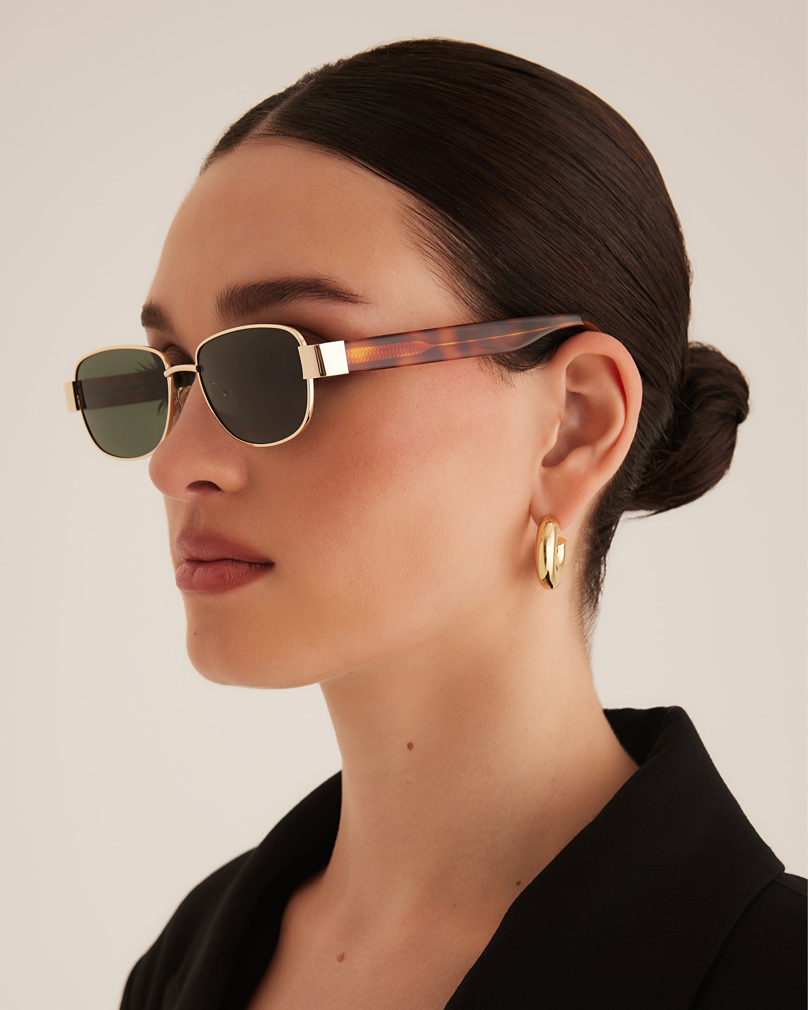 The Addison Sunglasses Gold Havana Tort Green