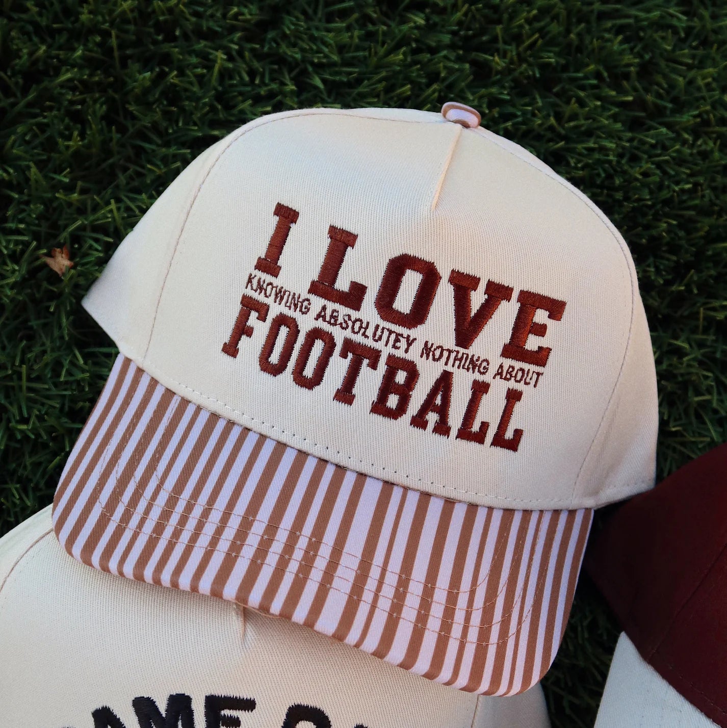 I Love Football Striped Baseball Hat