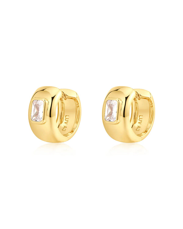LUV AJ | The Emerald Bezel Stone Huggies
