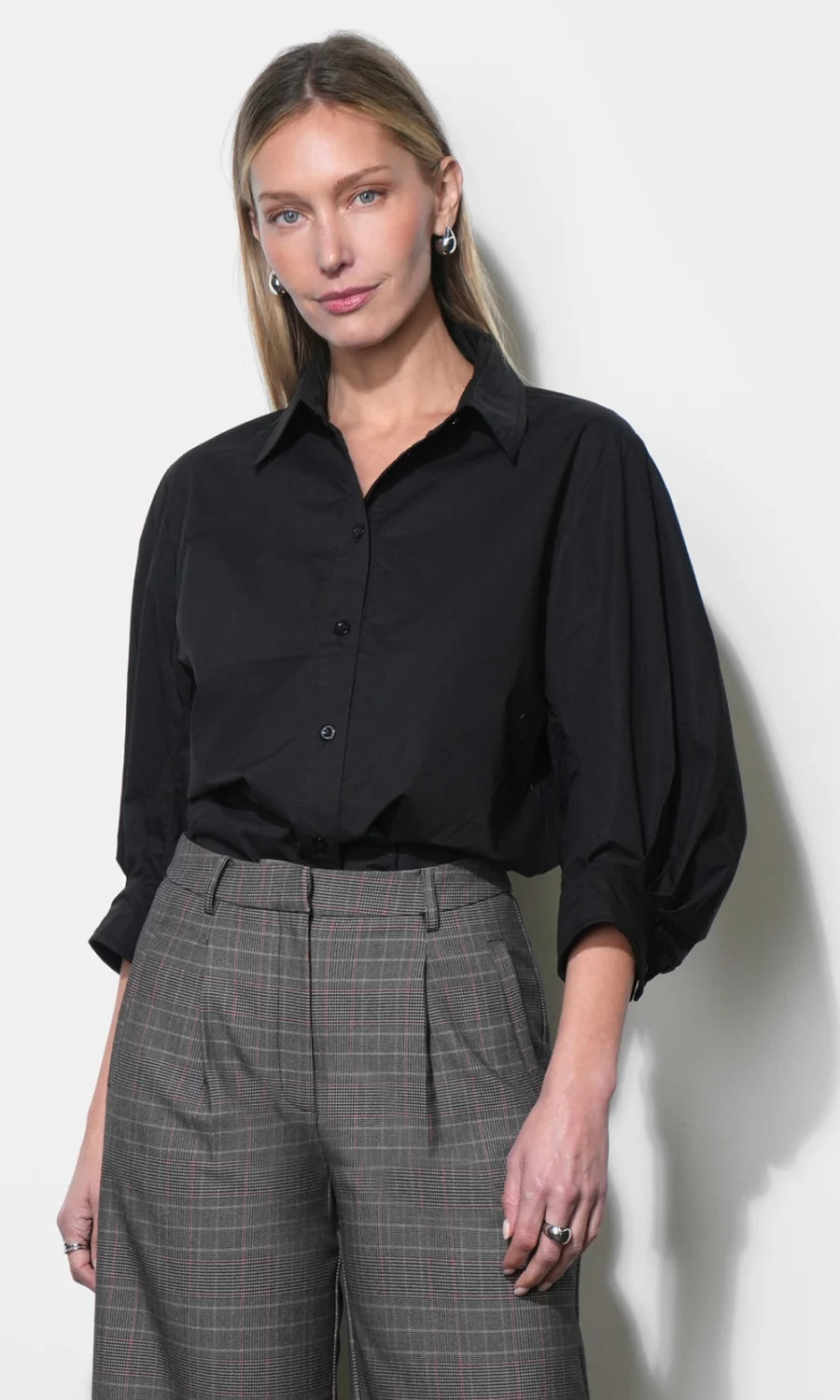 Greylin Thea Oversized Latern Sleeve Blouse Black