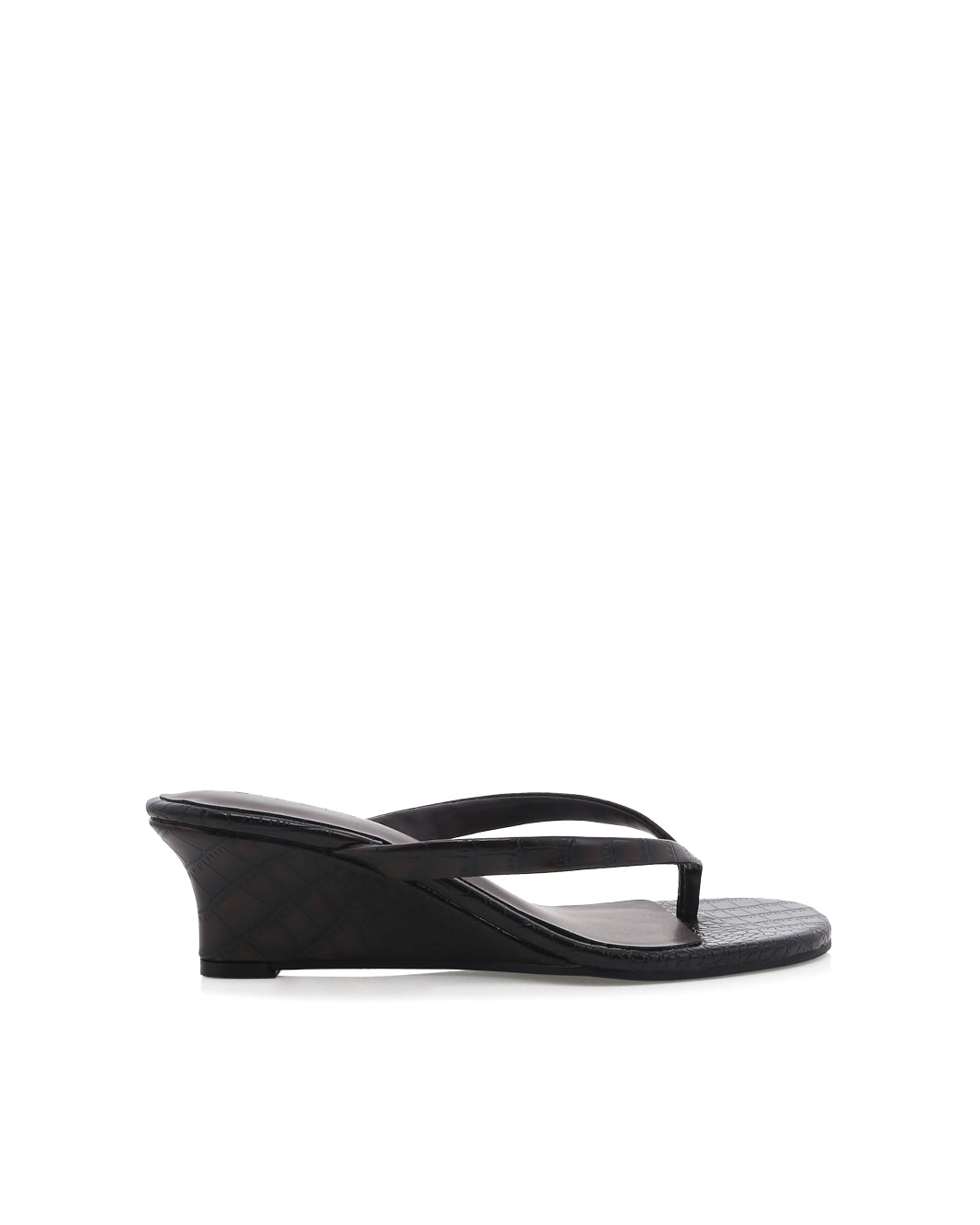 Billini Valia Dark Cacao Croc Wedge Heels