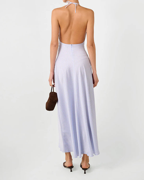 WeWoreWhat | Halter Tie Neck Maxi Dress | Classic Blue