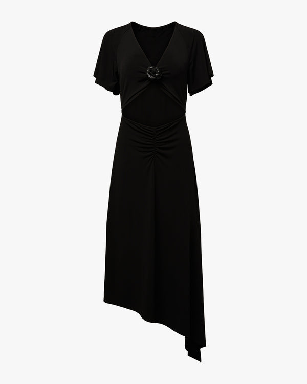 WeWoreWhat | Cut Out Rosette Asymmetrical Dress | Black FINAL SALE