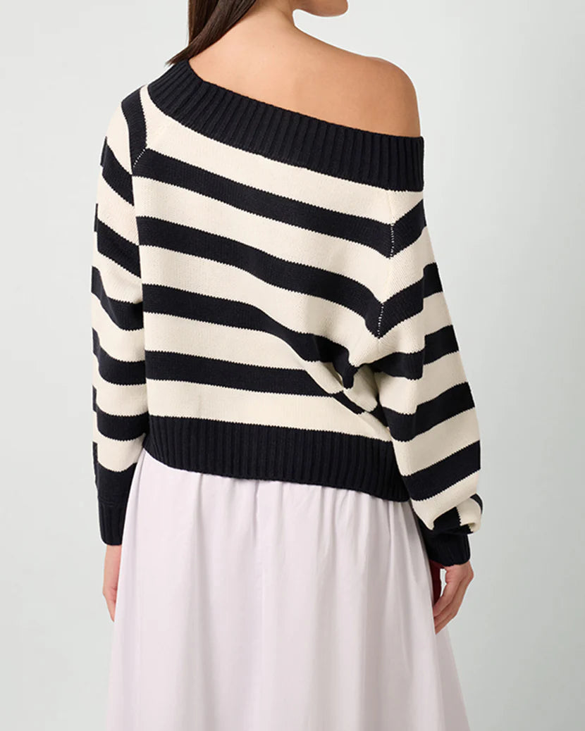 WeWoreWhat | Off The Shoulder Sweater | Navy & White