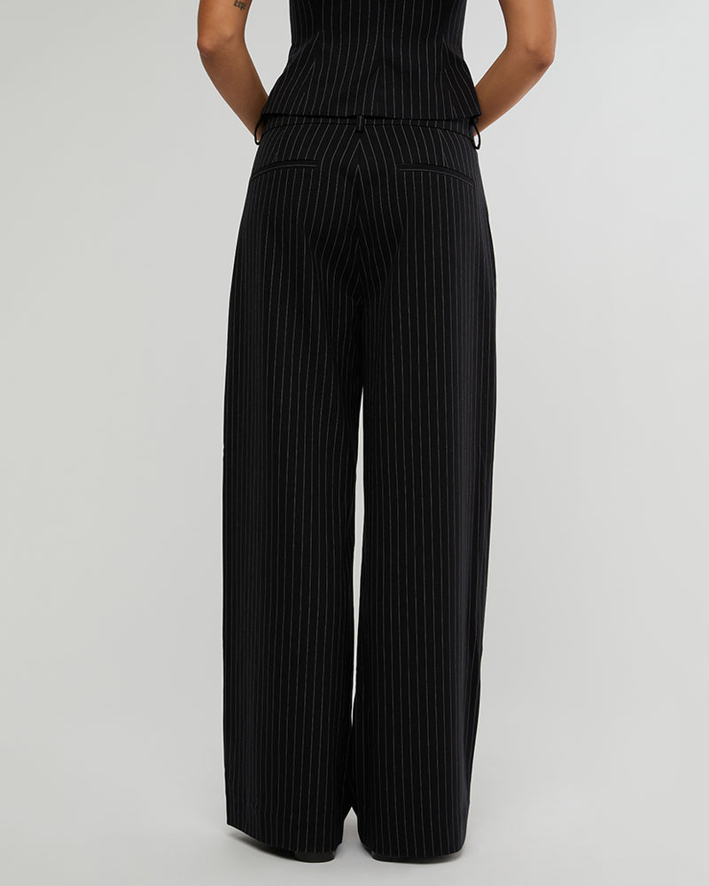 WeWoreWhat | Low Rise Trousers | Black Pin Stripe