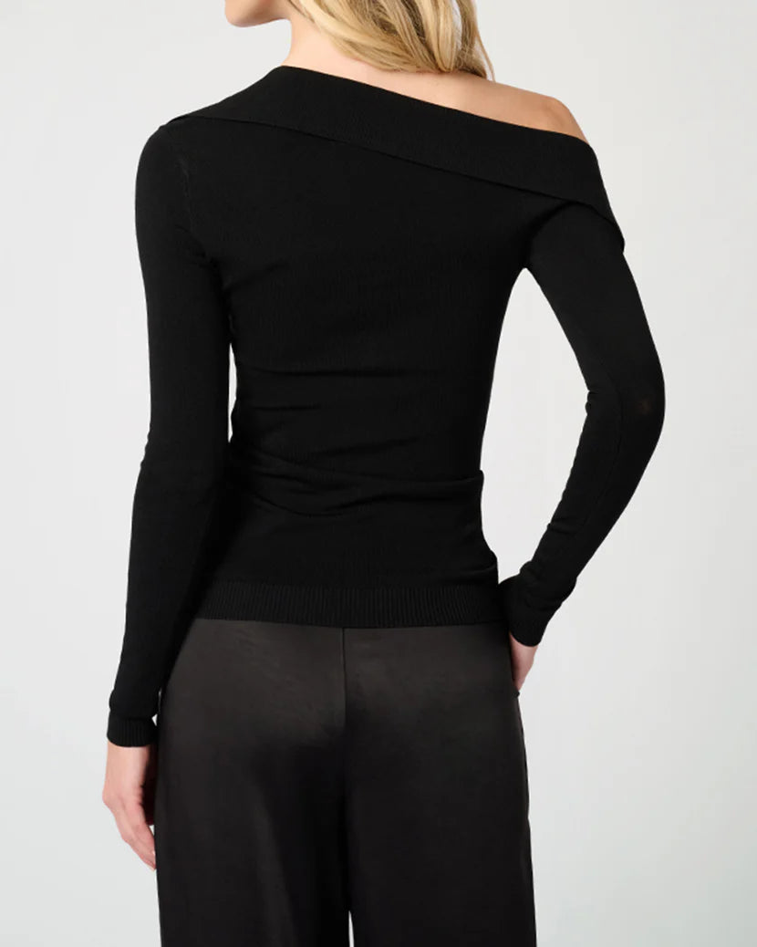 WeWoreWhat | Off The Shoulder Collared Shirt | Black