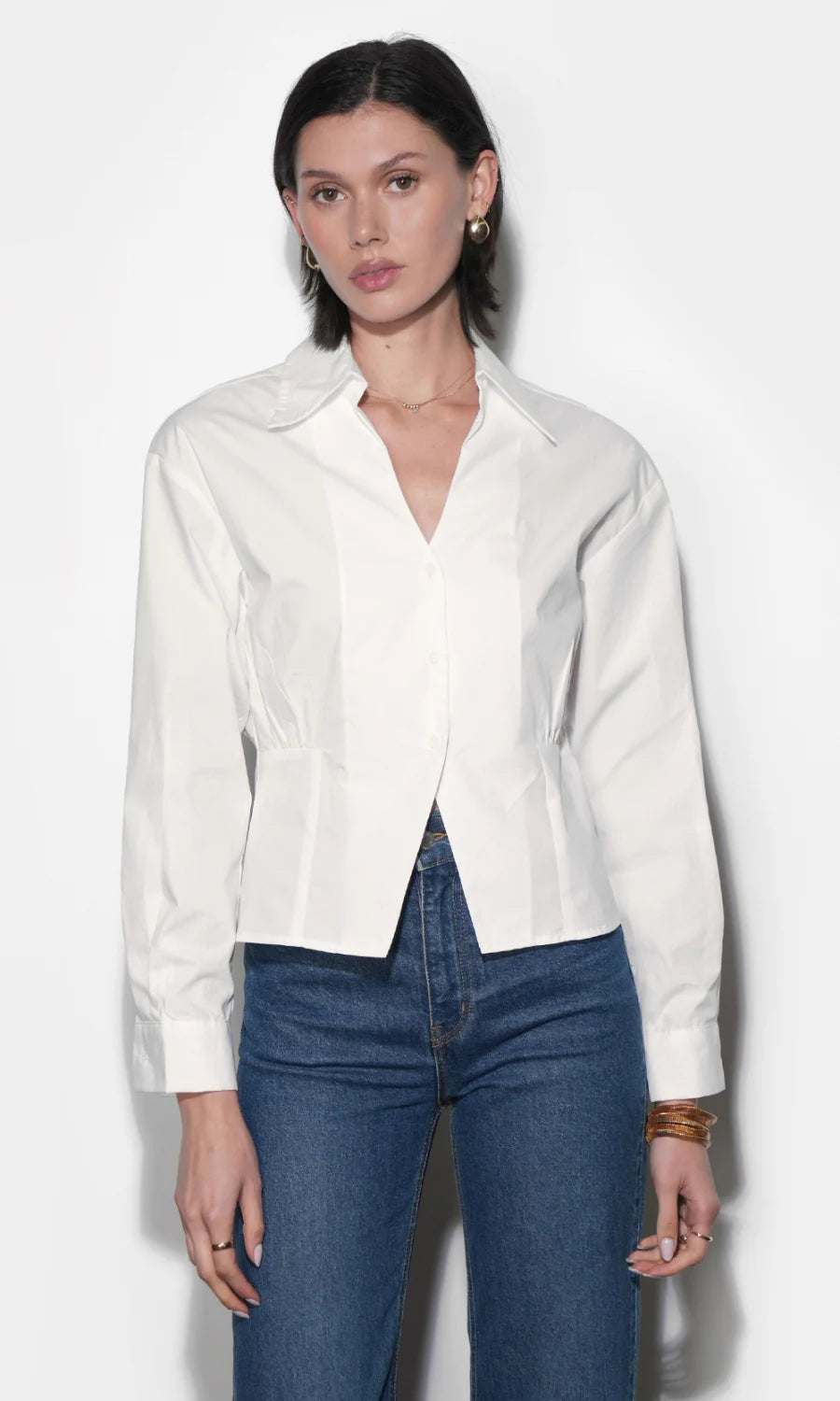 Greylin Wesley White V Neck Collar Shirt