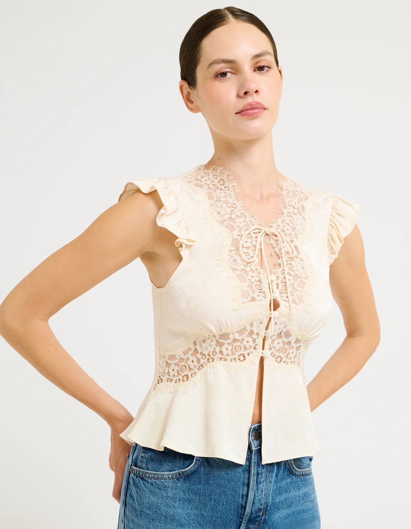 Rumored Wisteria Top Ivory Jacquard | Tops | Coco Kimono Boutique