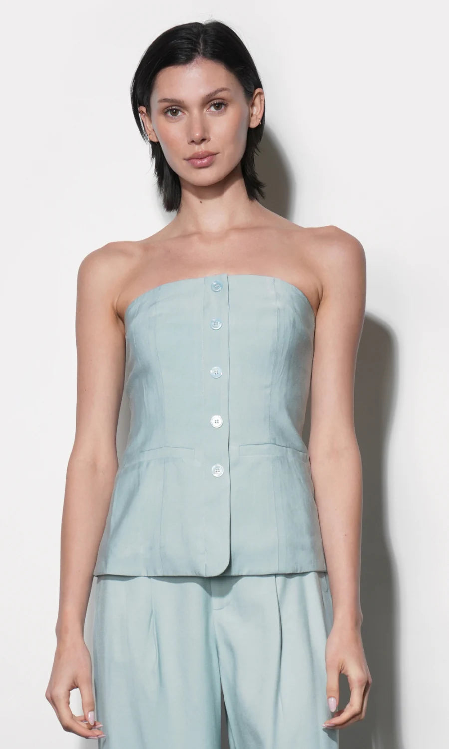 Greylin Yuri Sky Blue Strapless Vest top