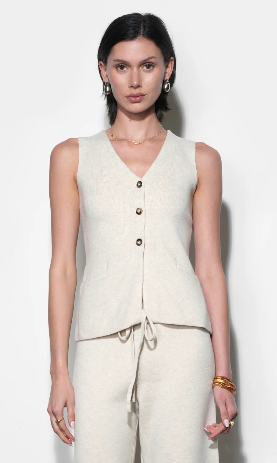 Greylin Raven Sand Slim Fit Knit Vest