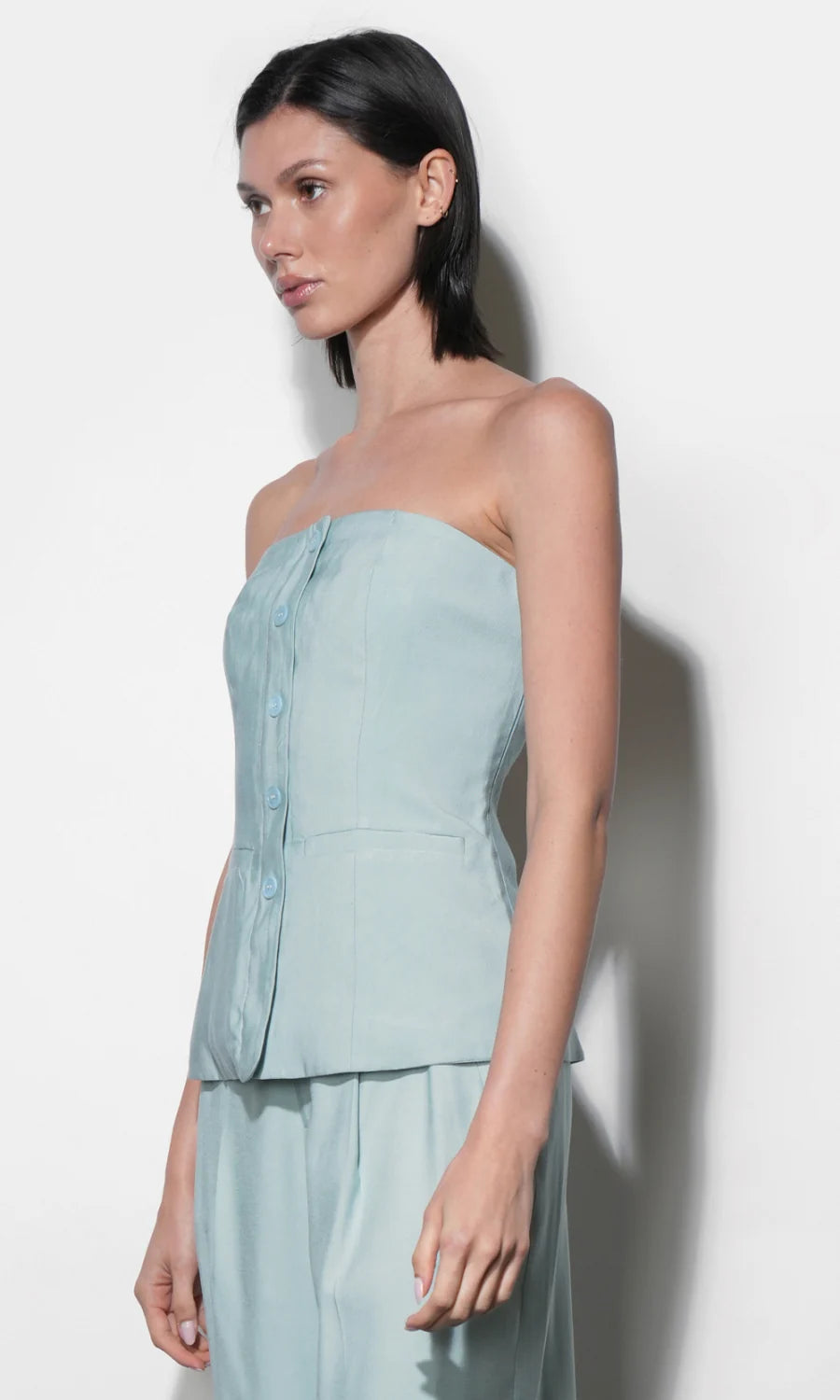 Greylin Yuri Sky Blue Strapless Vest top