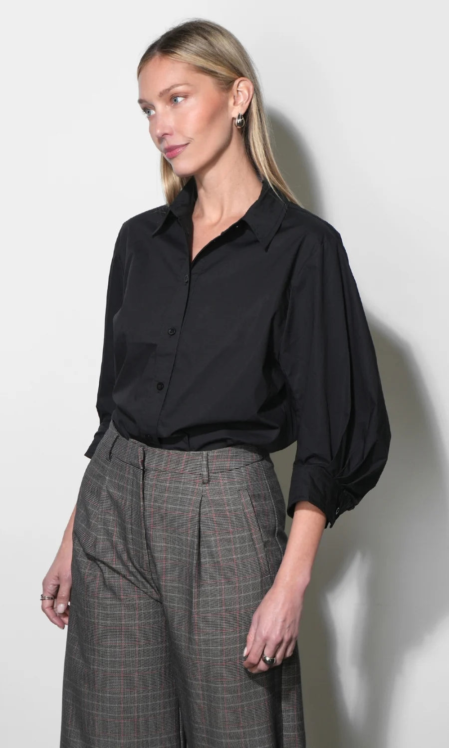 Greylin Thea Oversized Latern Sleeve Blouse Black