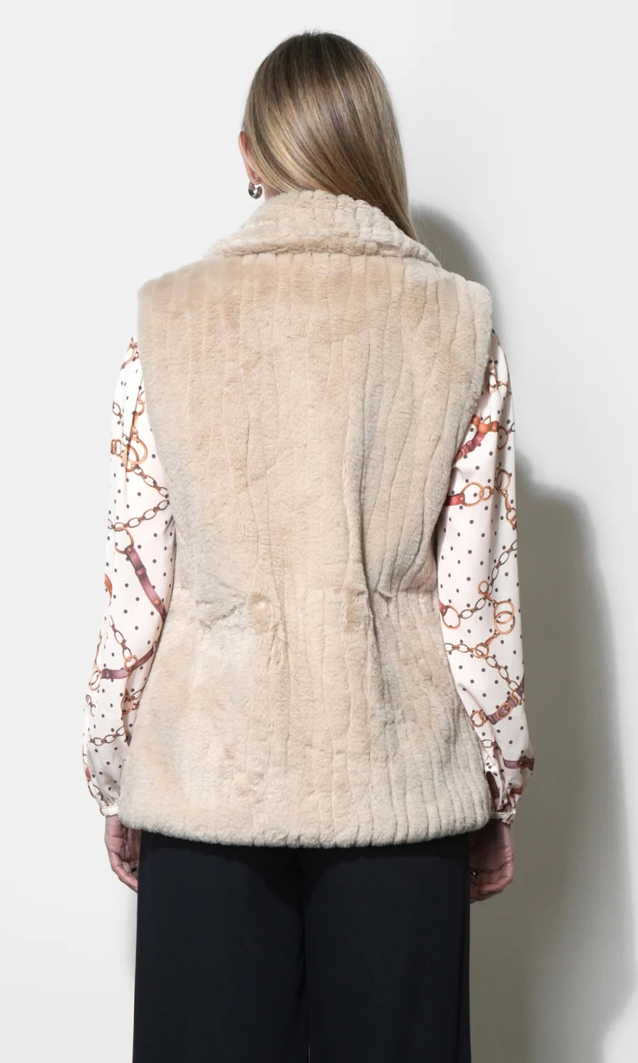 Greylin Cosette Faux Fur Vest With Tie Belt