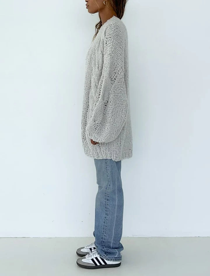 Rumored | Aspen Cardigan Sweater | White Smoke