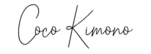 Coco Kimono logo in black cursive text on a white background