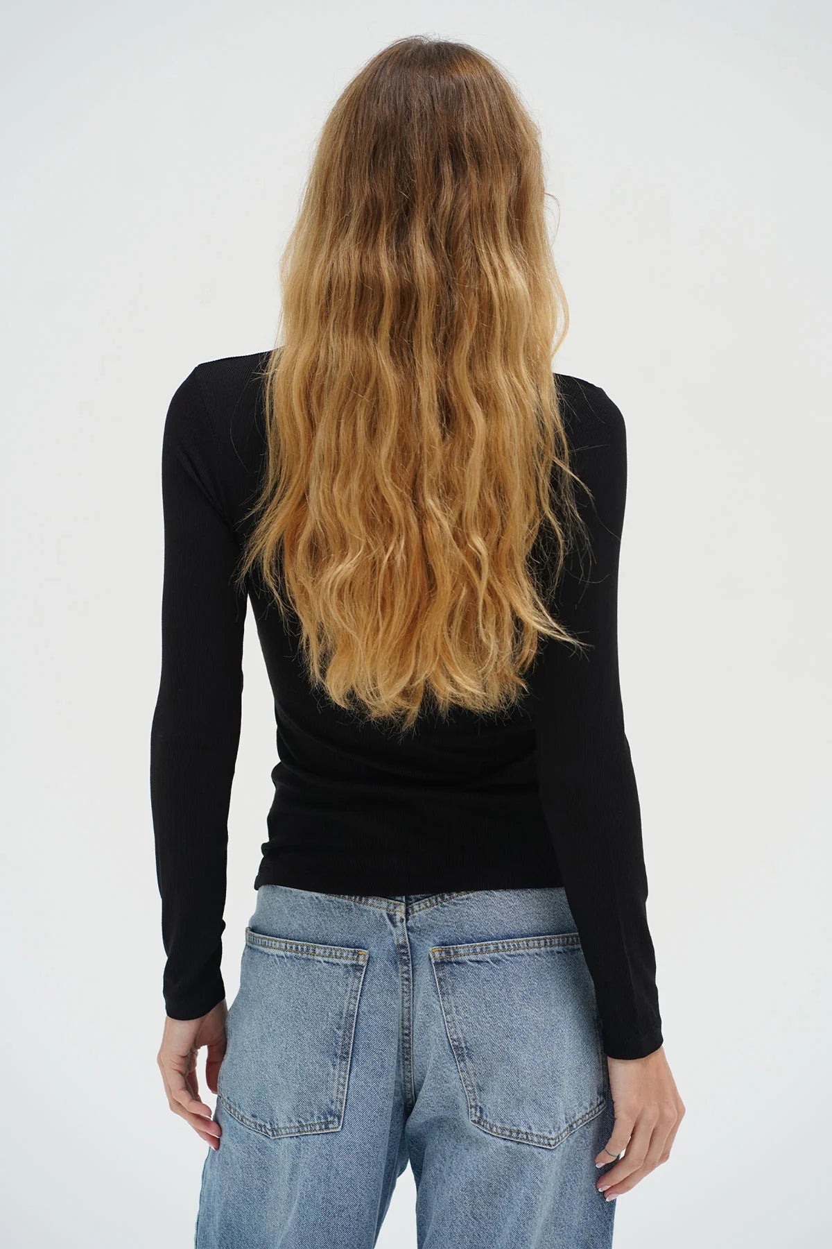 Dalston Ribbed Long Sleeve Top Black