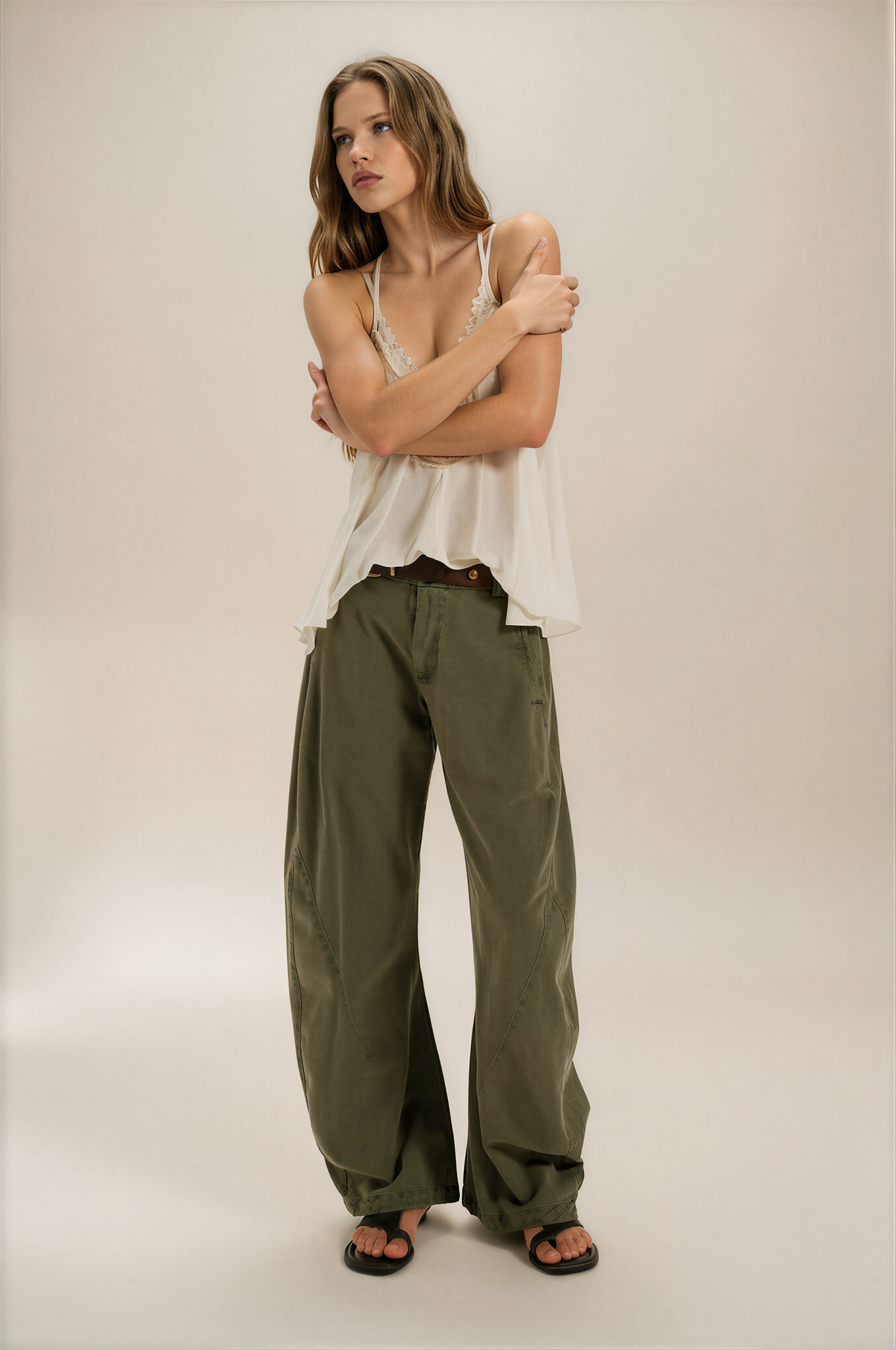 Free People Spotlight Washed Barrel Chino Trousers