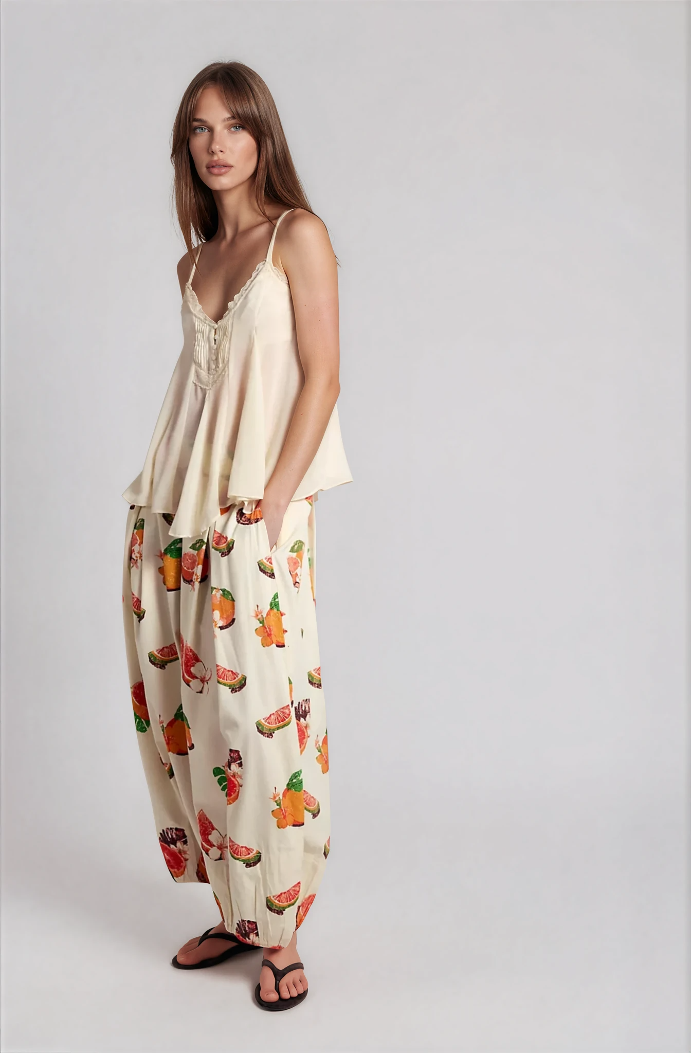 Moonflower Printed Pull-On Balloon Pants