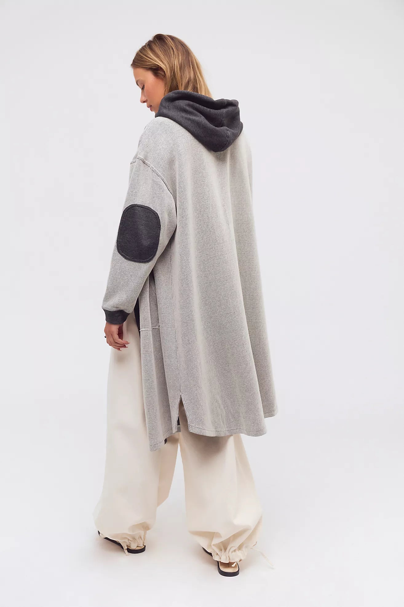 Free People Tomorrows Sweatshirt Cardigan Grey Combo