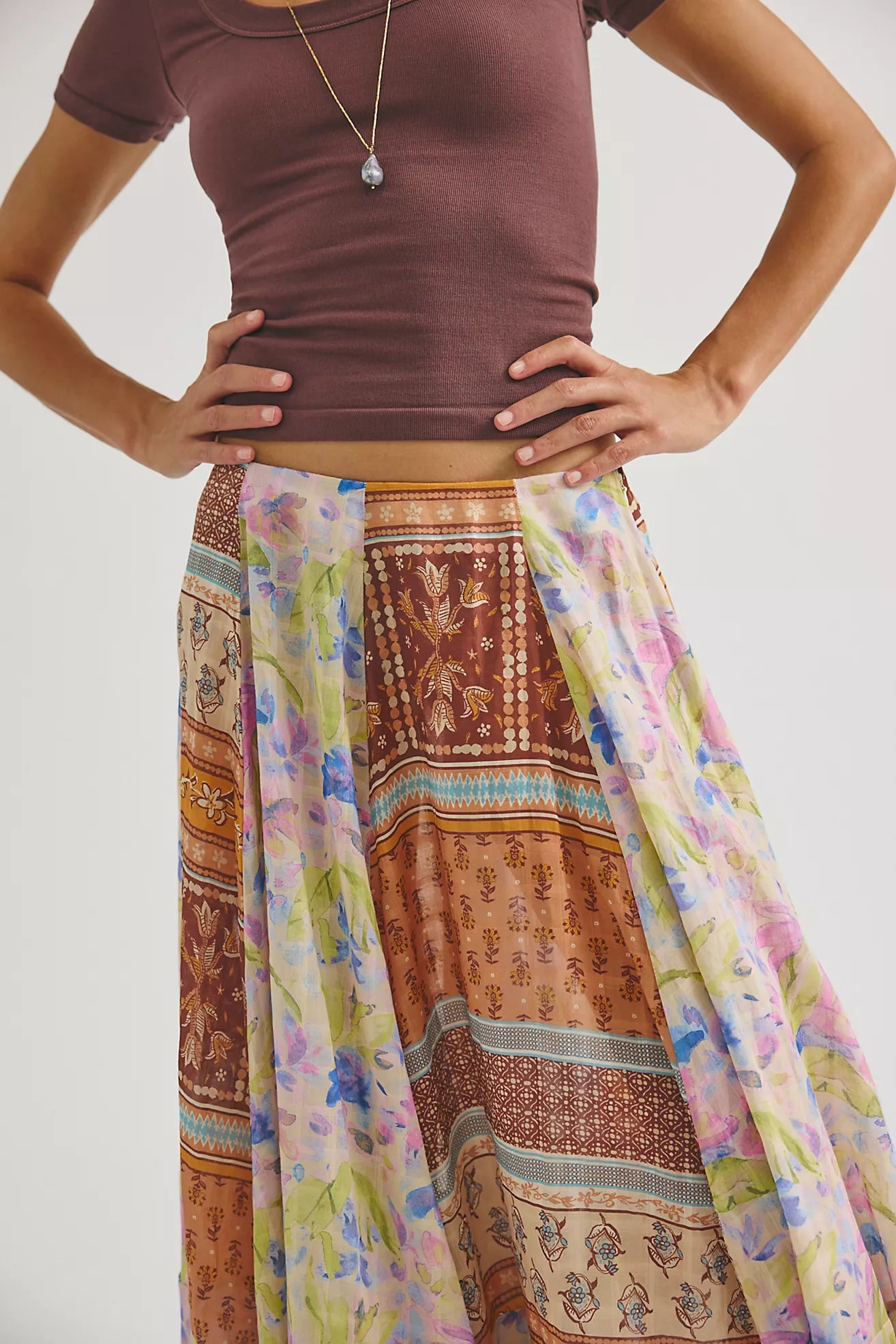 Free People Santa Eulalia Printed Maxi Skirt