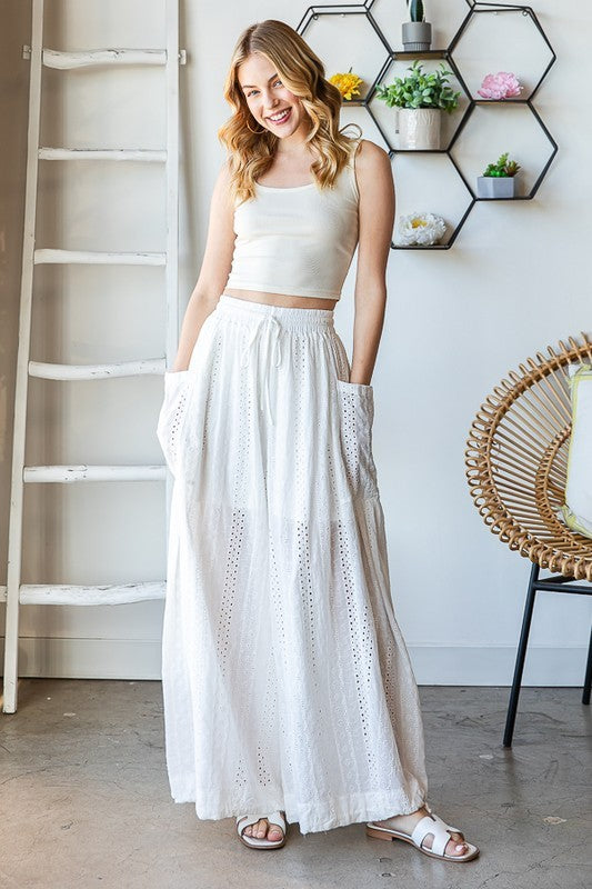 Tennesse Eyelet Pants | White