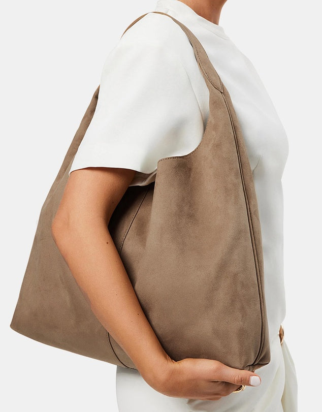 Remi Suede Shoulder Bag Stone
