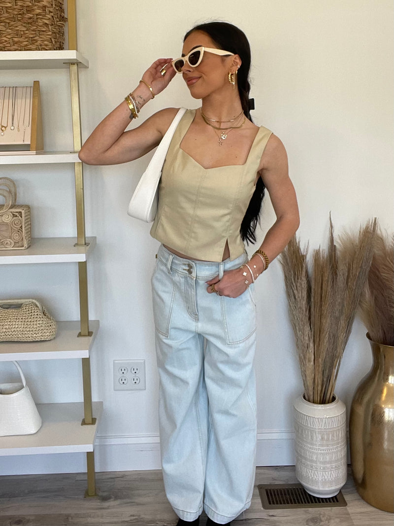 Prunella Wide Leg Jeans | Light Blue