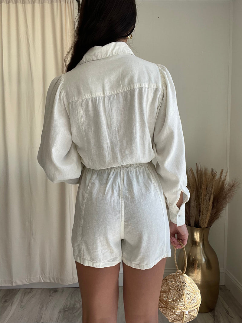 WeWoreWhat | Linen Button Up Romper