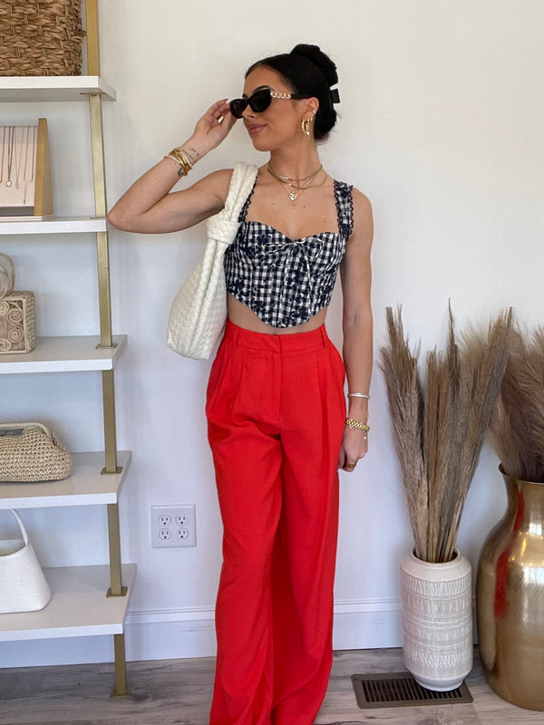 FINAL SALE Hailey Pleated Wide Leg Pants | Red