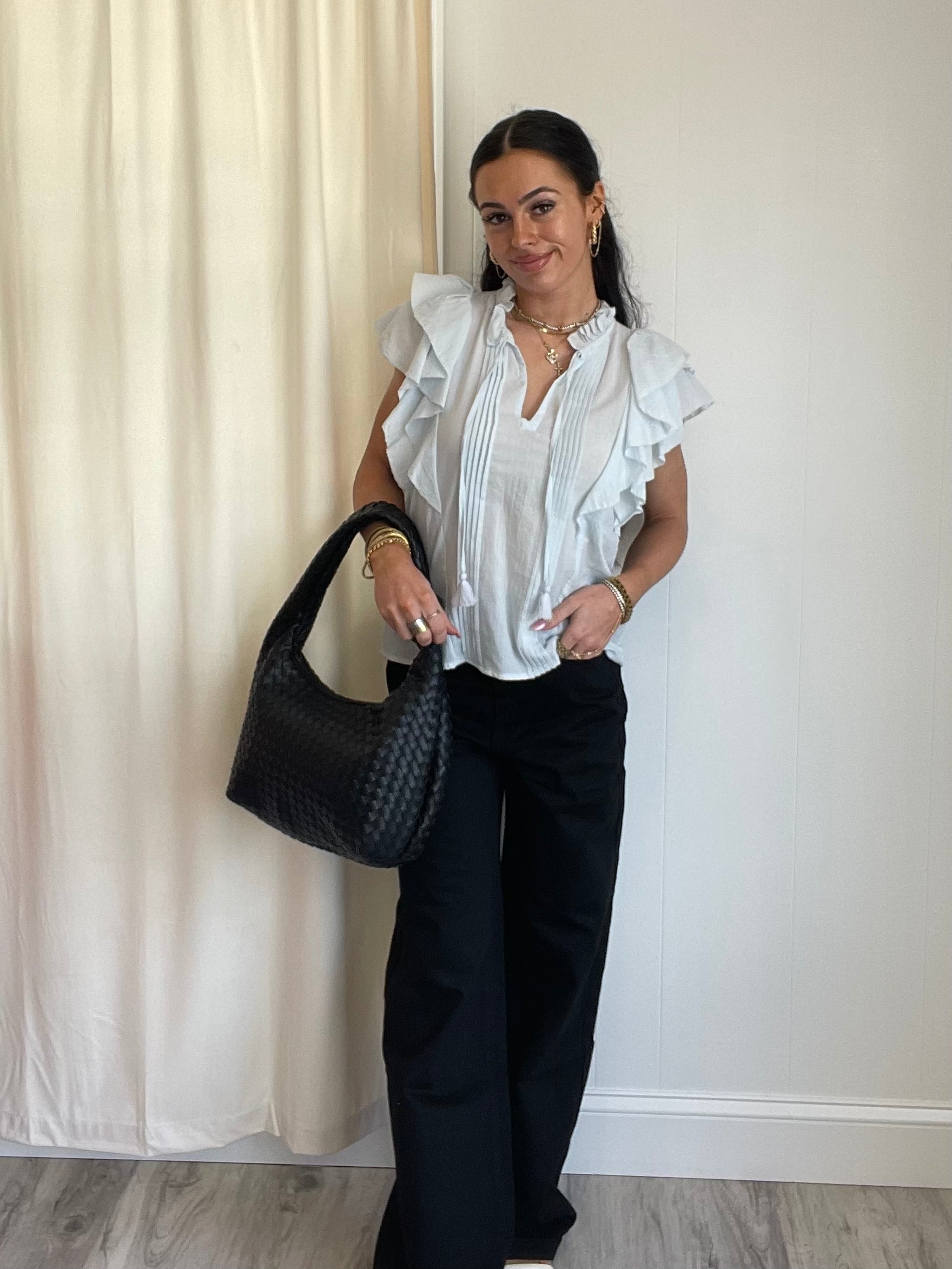 Final Sale Zara Ruffle Top | Blue