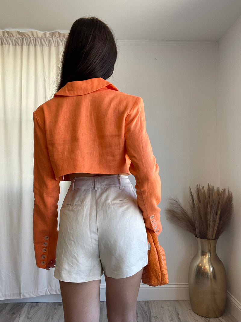 Orange cropped blazer hotsell