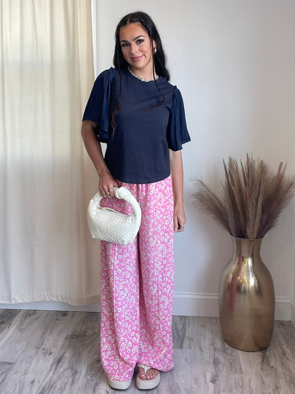 Brittany Floral Wide Leg Pants | Pink