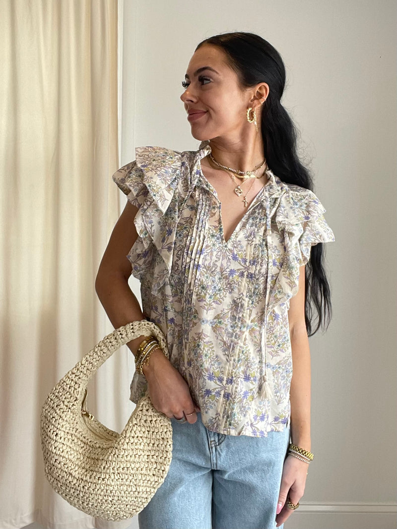 FINAL SALE Dakota Floral Top | Natural Lilac