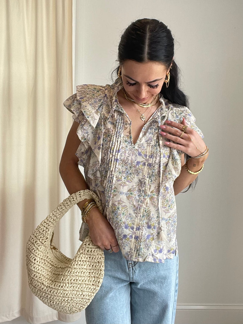 FINAL SALE Dakota Floral Top | Natural Lilac