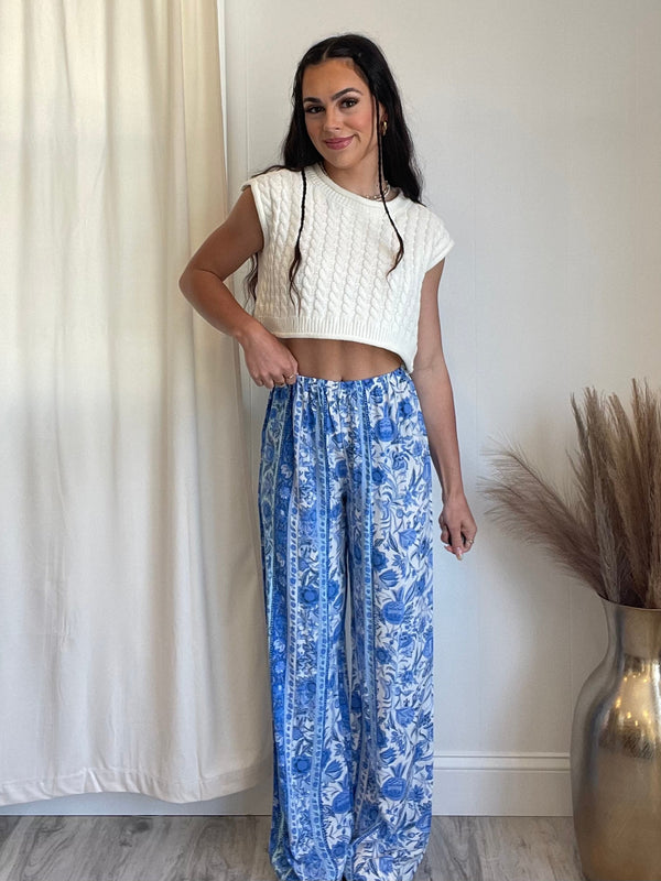 Gypsy Floral Wide Leg Pants | Blue