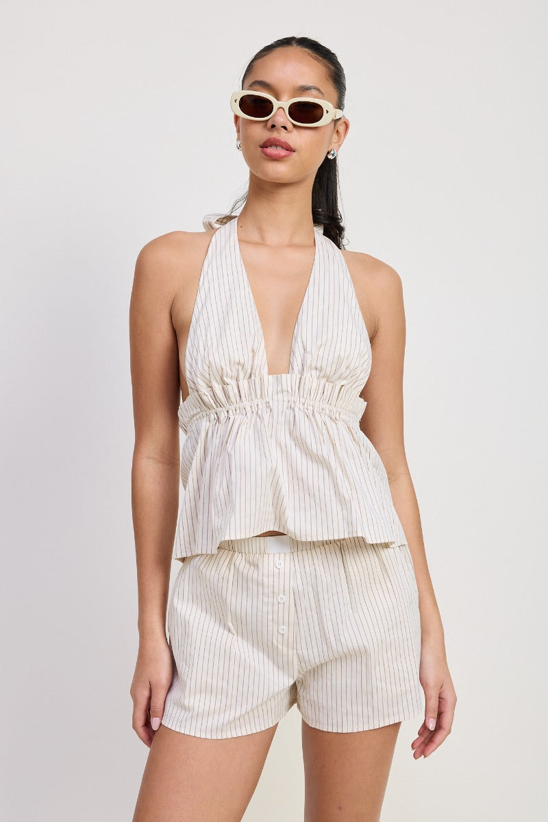 Blair Striped Boxer Shorts | Brown Stripe