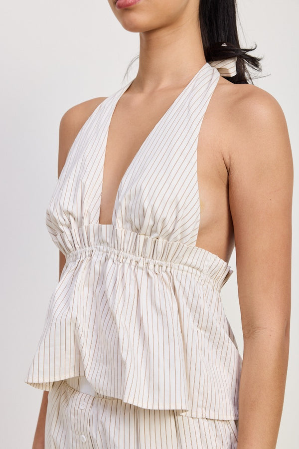 Blair Halter Top | Brown Stripe