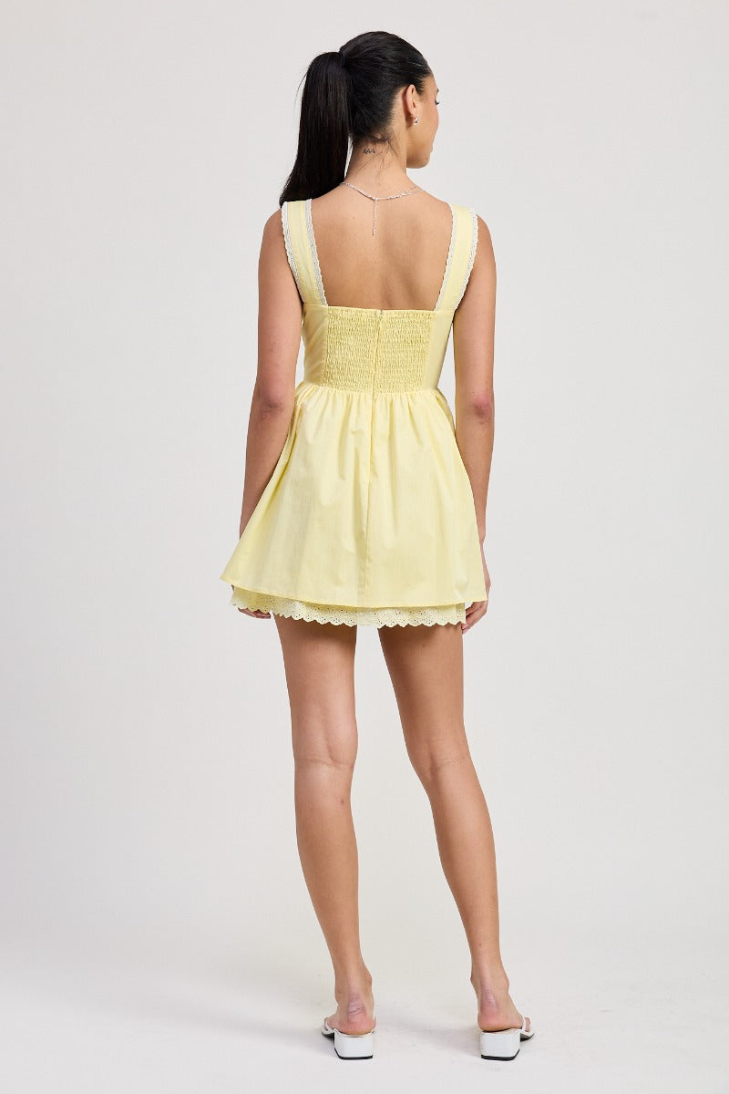 The Lacey Mini Dress | Pale Yellow