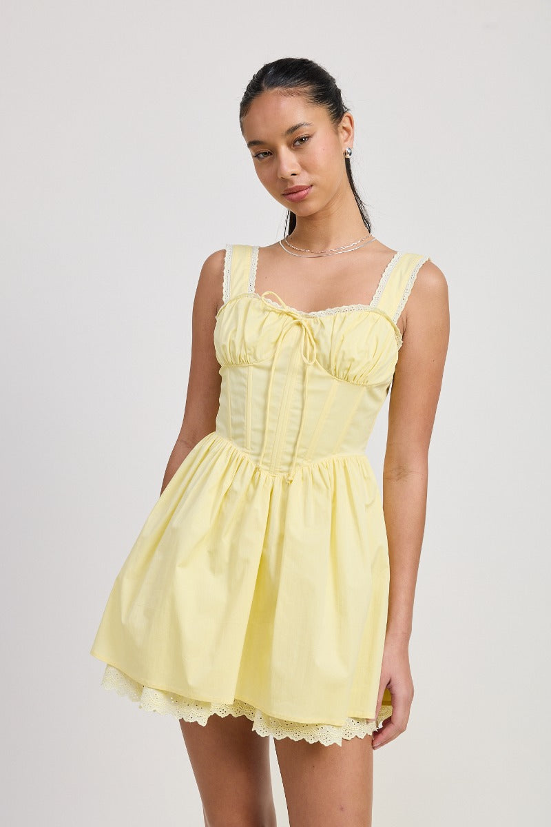 The Lacey Mini Dress | Pale Yellow