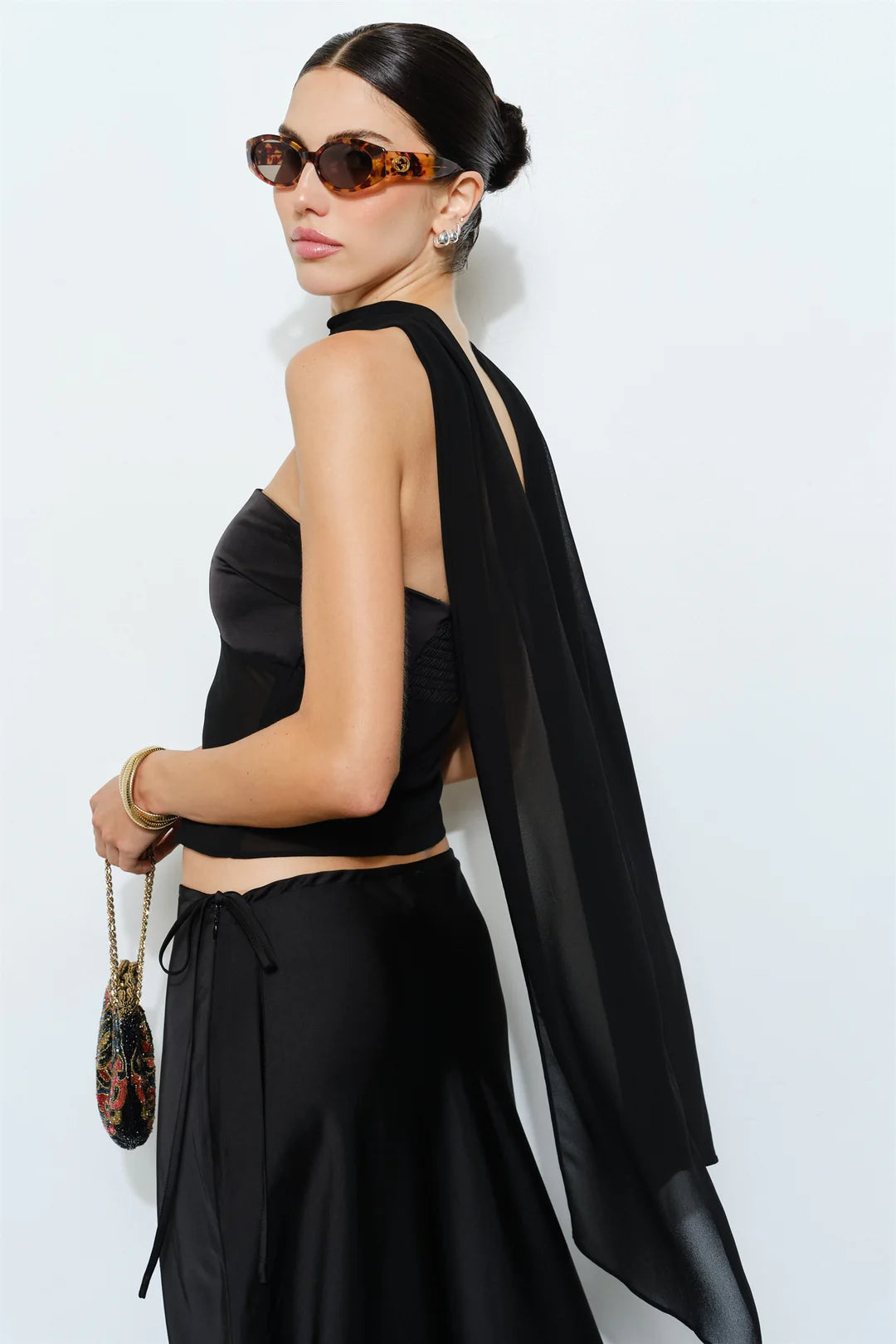 Calliope Black Strapless Scarf Top