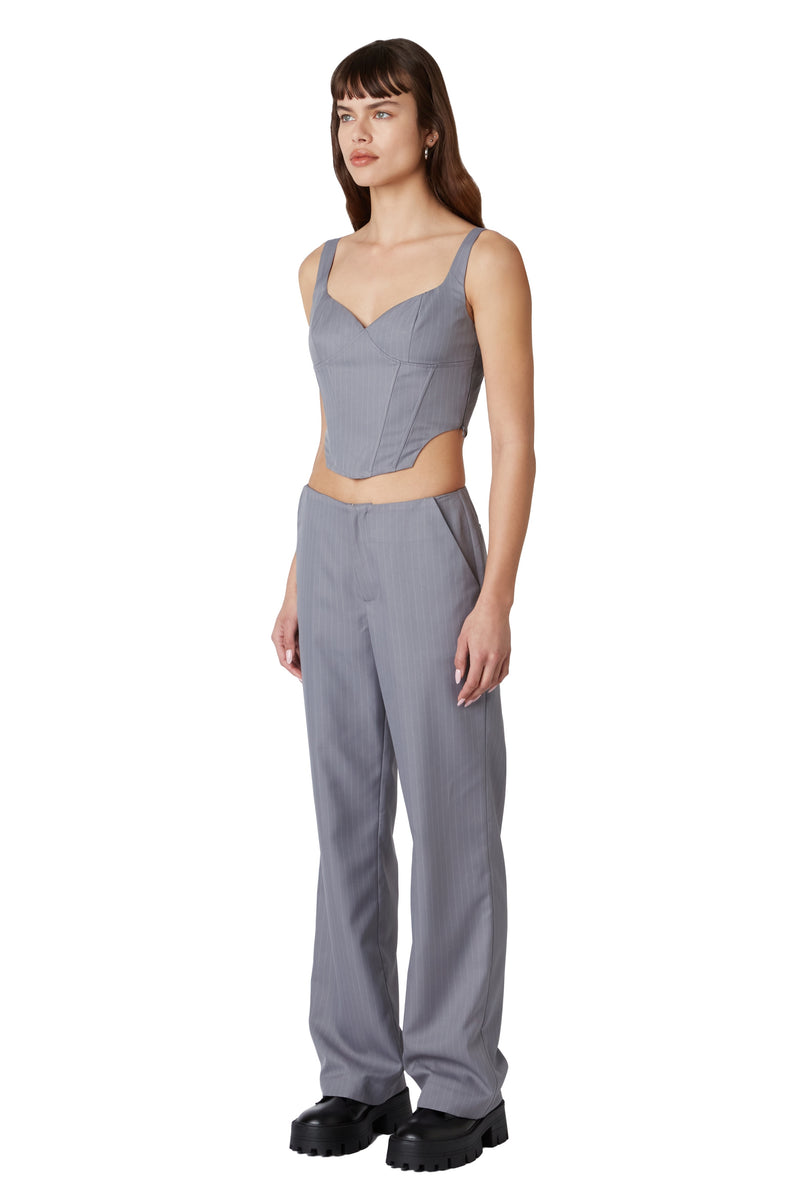 FINAL SALE Eloise Pin Stripe Low Rise Pants | Gray