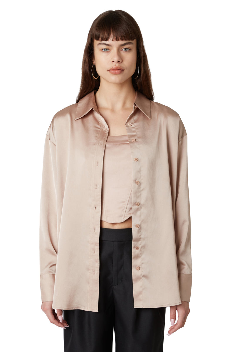 Selena Satin Button Down Shirt | FINAL SALE