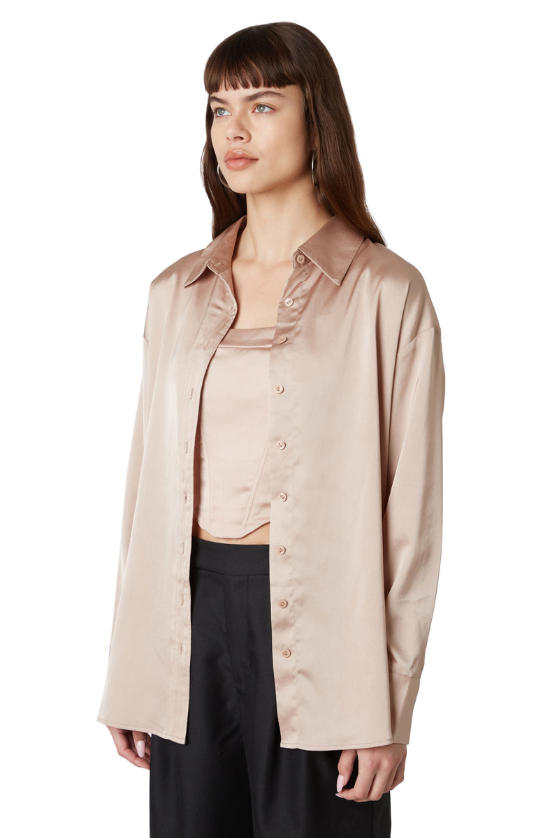 Selena Satin Button Down Shirt | FINAL SALE