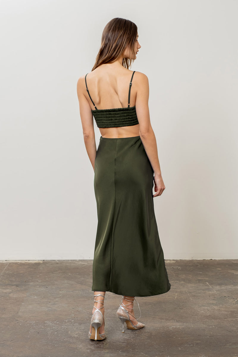 Olive Midi Cut Out Slip Dress FINAL SALE