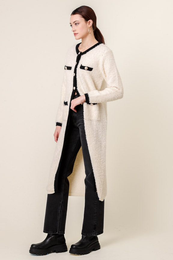 Line + Dot | Bon Cardigan Sweater | Ivory & Black FINAL SALE