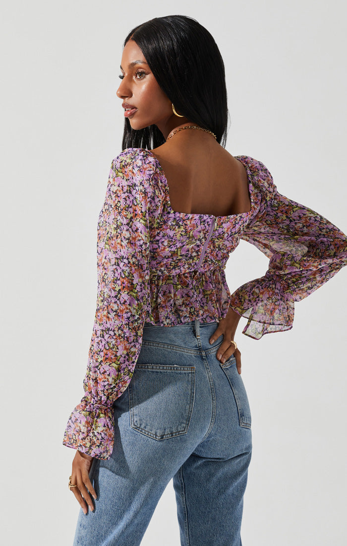 ASTR the Label | Luann Top | Purple Navy Floral  FINAL SALE