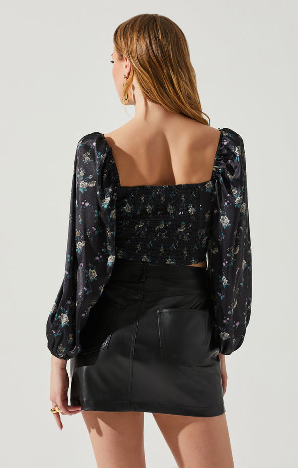 FINAL SALE ASTR the Label | Josephine Top | Black Floral